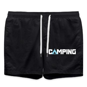 Camping Tent Holiday White Camper Caravan Hobby - Swim Trunks - black - Front - AI Model Male 185 light (185cm)