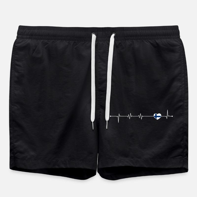 Heartbeat Love Finlande Drapeau - Short de bain - noir