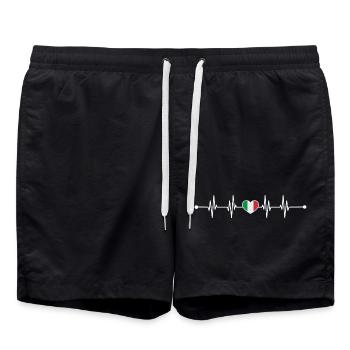 Italian Flag Heartbeat Design - Swim Trunks - black - Front - AI Model Male 185 light (185cm)