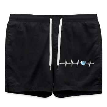 Heartbeat greece flag - Swim Trunks - black - Front - AI Model Male 185 light (185cm)