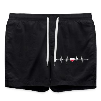 Heartbeat poland flag - Swim Trunks - black - Front - AI Model Male 185 light (185cm)