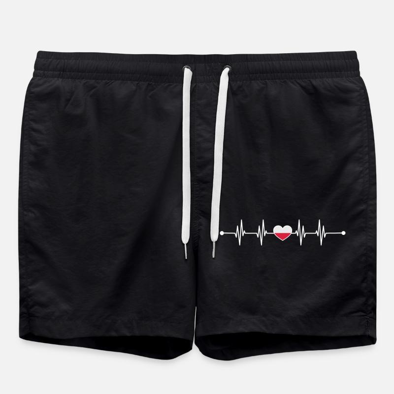 Heartbeat drapeau de la Pologne - Short de bain - noir
