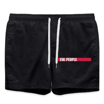 ew people funny quote - Swim Trunks - black - Front - AI Model Male 185 light (185cm)