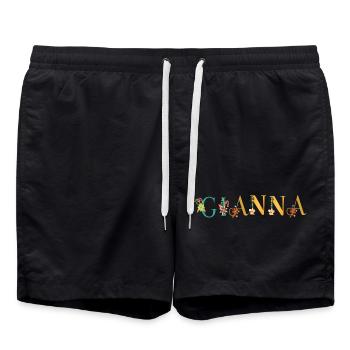 GIANNA Prénom Art avec fleurs brodées - Short de bain - noir - Devant - AI Model Male 185 light (185cm)