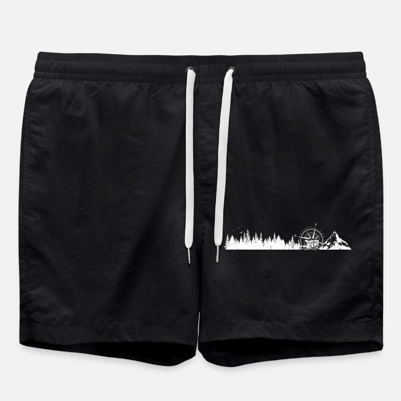 Exploring mountains forests - Swim Trunks - black