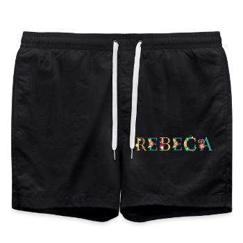 Le nom REBECA est décoré de fleurs - Short de bain - noir - Devant - AI Model Male 185 light (185cm)