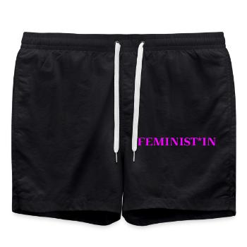 Idée de cadeau féministe Féminisme Gendering - Short de bain - noir - Devant - AI Model Male 185 light (185cm)