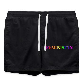 Idée de cadeau féministe Gendering Queer - Short de bain - noir - Devant - AI Model Male 185 light (185cm)