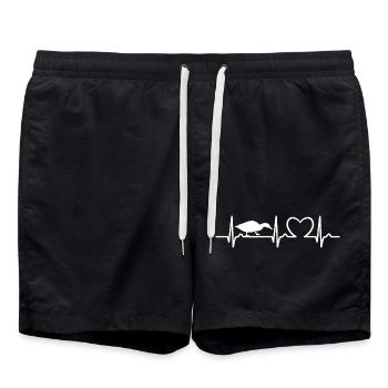 ECG Curve - Heart Curve - Pulse - Duck - Natural - Swim Trunks - black - Front - AI Model Male 185 light (185cm)