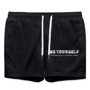 Be Yourself – Motivational Tee - Swim Trunks - black - Front - AI Model Male 185 light (185cm)