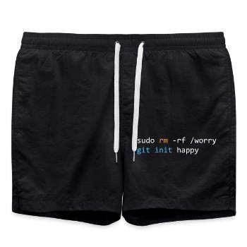 Ne t’inquiète pas, sois heureux, sombre - Short de bain - noir - Devant - AI Model Male 185 light (185cm)