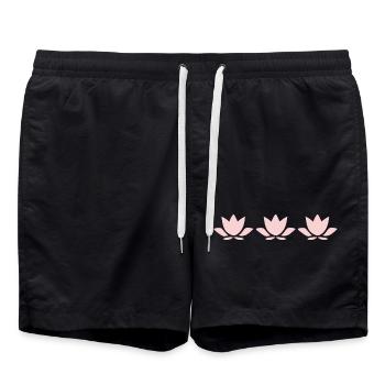 Fleur de lotus, fleur de lotus, fleur de lotus, yoga aux fleurs pastel - Short de bain - noir - Devant - AI Model Male 185 light (185cm)