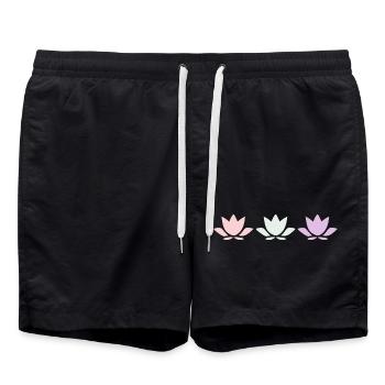 Lotus Flower Lotus Flowers Pastel Flower Blossom Yogal - Swim Trunks - black - Front - AI Model Male 185 light (185cm)