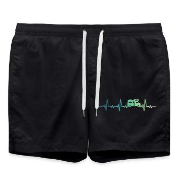 Campervan Heartbeat Camping T-Shirt - Badeshorts - Schwarz - Vorne - AI Model Male 185 light (185cm)