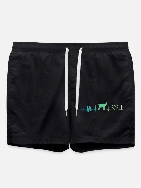 Goat heartbeat gift goats - Swim Trunks - black