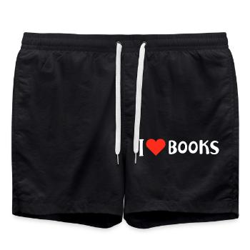 Logo du cœur d’I Love Books - Short de bain - noir - Devant - AI Model Male 185 light (185cm)
