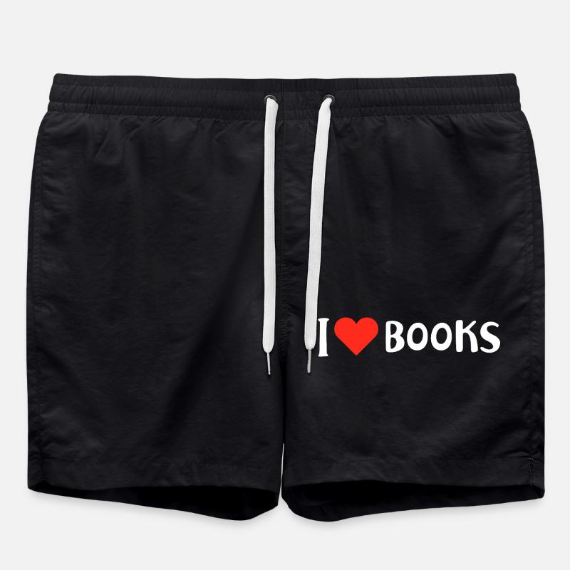 I Love Books Heart Logo - Swim Trunks - black