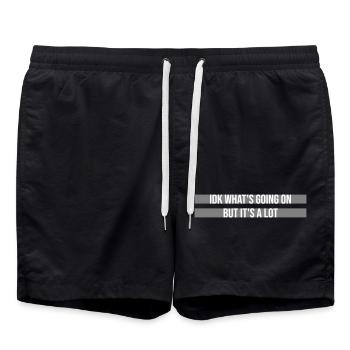 Idk What's Going On But It's A Lot Overwhelmed - Swim Trunks - black - Front - AI Model Male 185 light (185cm)