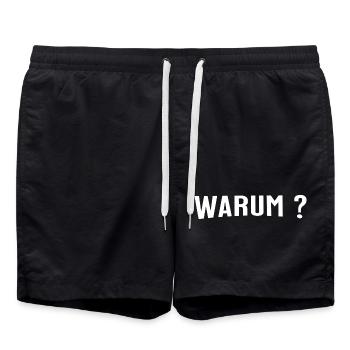 Warum ? - Eine einfache Frage - Badeshorts - Schwarz - Vorne - AI Model Male 185 light (185cm)