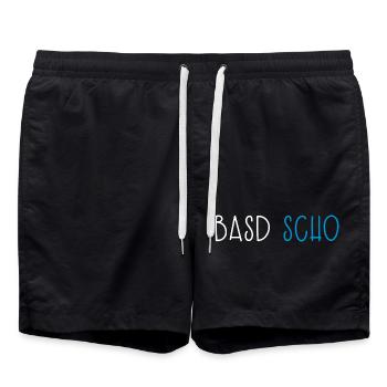 Basd Scho Bayern Dialekt Bayrisch - Badeshorts - Schwarz - Vorne - AI Model Male 185 light (185cm)