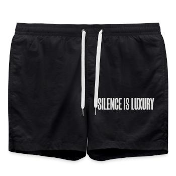 Design typographique minimaliste premium - Short de bain - noir - Devant - AI Model Male 185 light (185cm)