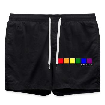 Love is Love LGBT Gay Pride Liebe Ist Liebe - Swim Trunks - black - Front - AI Model Male 185 light (185cm)