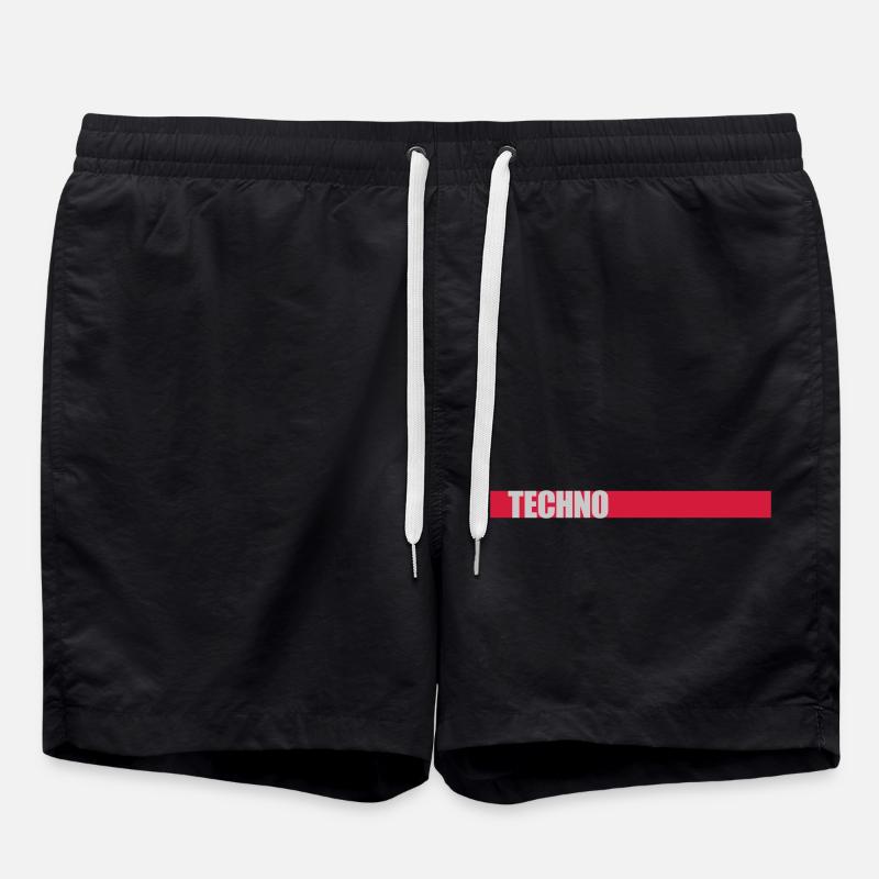 Techno Music Logo - Swim Trunks - black