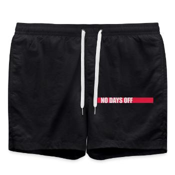 no days off quote - Swim Trunks - black - Front - AI Model Male 185 light (185cm)