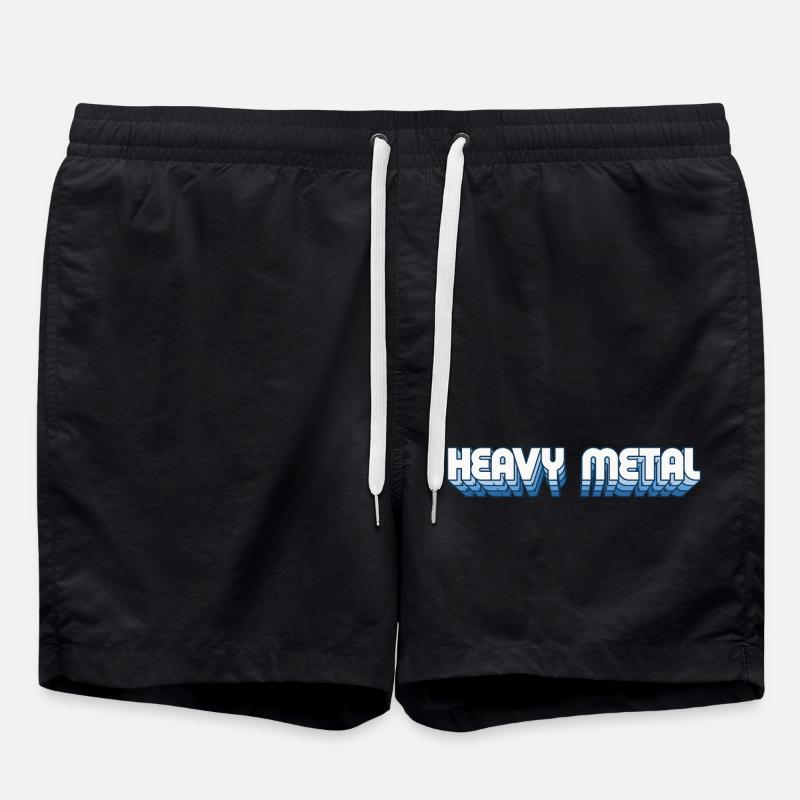 Heavy Metal Retro Style Text Logo - Swim Trunks - black
