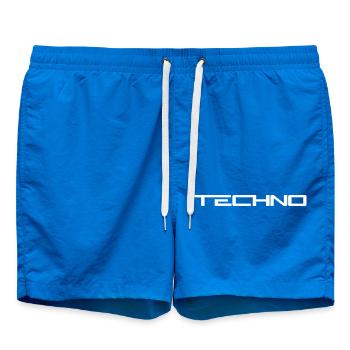 Techno Liebe Zitat Spruch Musik Party Feiern Logo - Badeshorts - Cobalt blue - Vorne