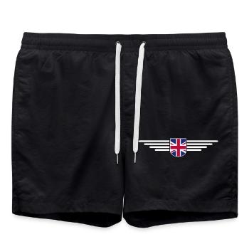 I Love Britain UK, Style Design T-Shirt - Short de bain - noir - Devant - AI Model Male 185 light (185cm)