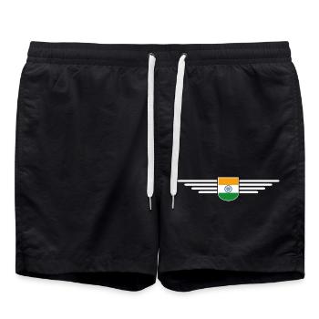 J’aime l’Inde, Tenue T-Shirt Design Cadeau - Short de bain - noir - Devant - AI Model Male 185 light (185cm)