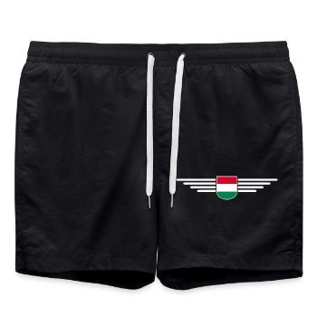 Hungary Fan, Outfit T Shirt Design - Swim Trunks - black - Front - AI Model Male 185 light (185cm)