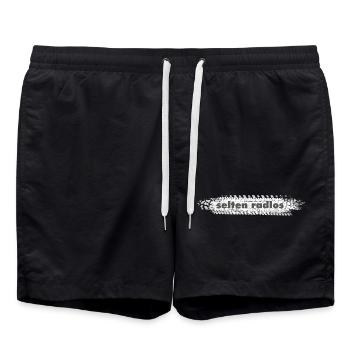 selten radlos reifenabdruck spruch radfahren - Badeshorts - Schwarz - Vorne - AI Model Male 185 light (185cm)