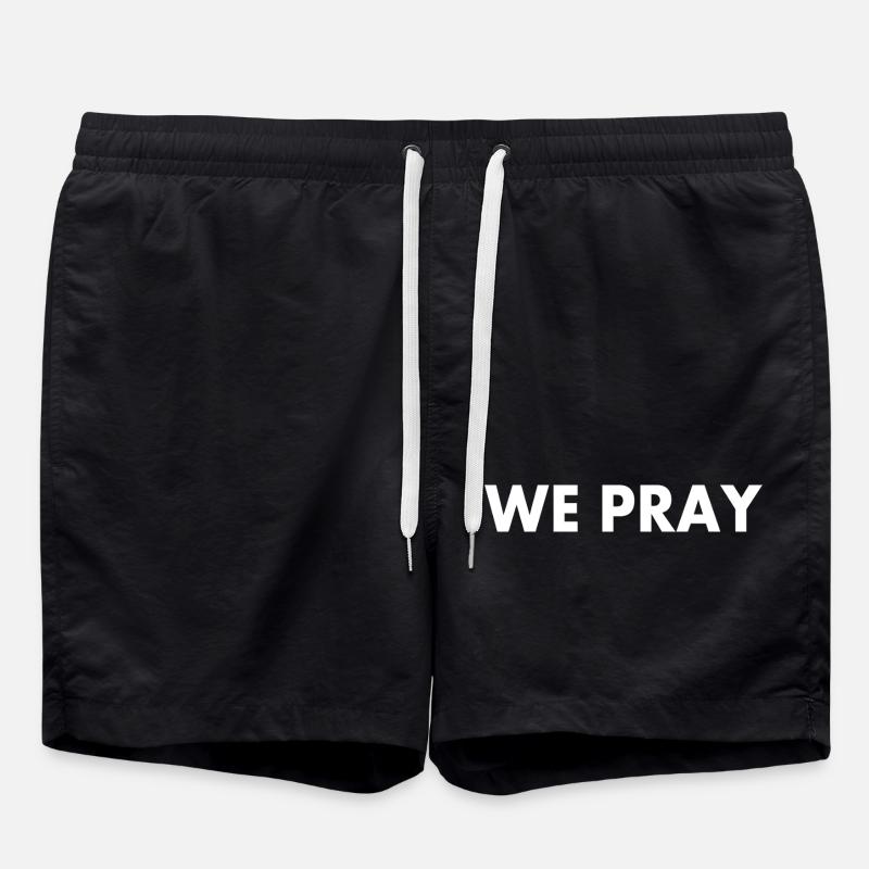 We pray - Swim Trunks - black