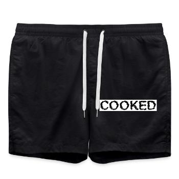 COOKED White and Black by Falsches Design - Badeshorts - Schwarz - Vorne - AI Model Male 185 light (185cm)
