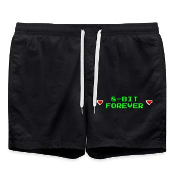 8-Bit Forever - T-shirt Retro Gamer - Short de bain - noir - Devant - AI Model Male 185 light (185cm)