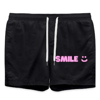 Smile print - Swim Trunks - black - Front - AI Model Male 185 light (185cm)