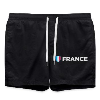 National Flag Of France - Swim Trunks - black - Front - AI Model Male 185 light (185cm)
