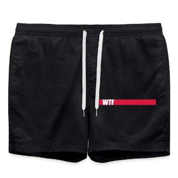 WTF Balken Design - Badeshorts - Schwarz - Vorne - AI Model Male 185 light (185cm)