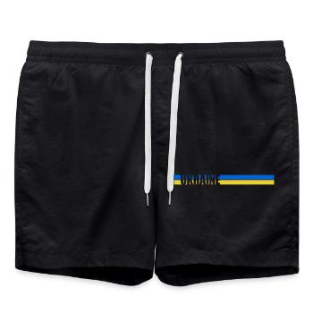 Heimatland Balken Ukraine - Badeshorts - Schwarz - Vorne - AI Model Male 185 light (185cm)