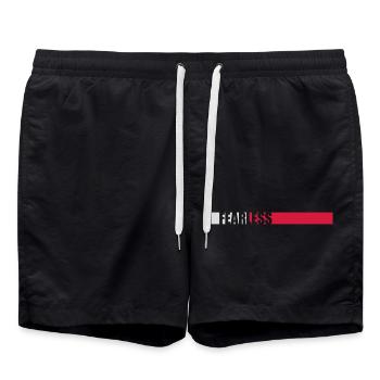 fearless Text Quote Design - Swim Trunks - black - Front - AI Model Male 185 light (185cm)