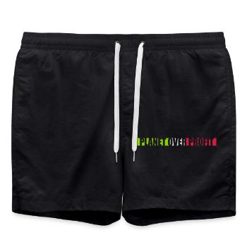 planet over profit Zitat - Badeshorts - Schwarz - Vorne - AI Model Male 185 light (185cm)