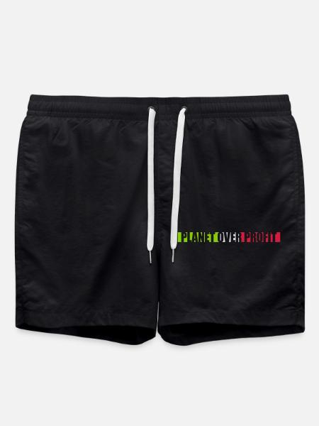 planet over profit quote - Swim Trunks - black