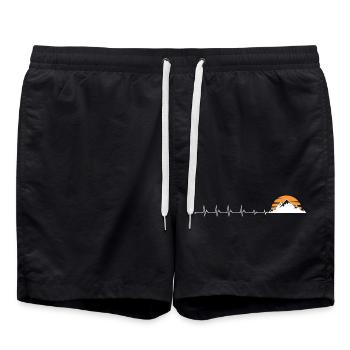 Heartbeat mountain sunset - Swim Trunks - black - Front - AI Model Male 185 light (185cm)