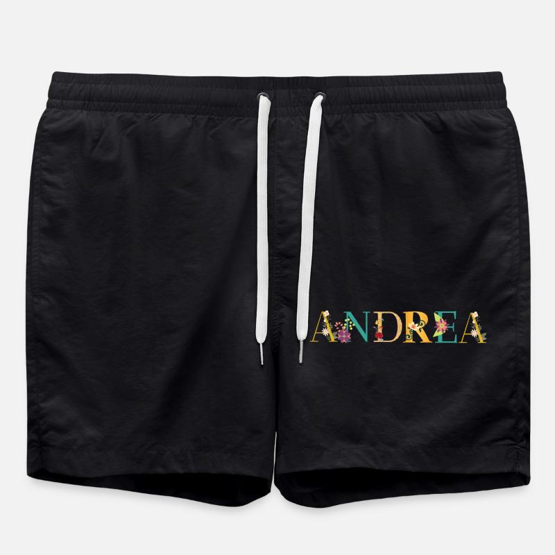 ANDREA Name mit Blumen geschmückt - Badeshorts - Schwarz