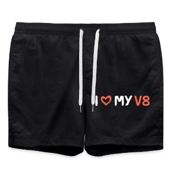 Car Love V8 - Musclecar Logo - Swim Trunks - black - Front - AI Model Male 185 light (185cm)