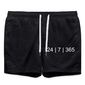 24/7/365 – Always On Lifestyle Design - Swim Trunks - black - Front - AI Model Male 185 light (185cm)