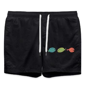 bunte Fische Scribble-Style scribble Fische angeln - Badeshorts - Schwarz - Vorne - AI Model Male 185 light (185cm)