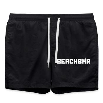 Beach Strand Sommer Urlaub coole Quotes Bär Party - Badeshorts - Schwarz - Vorne - AI Model Male 185 light (185cm)